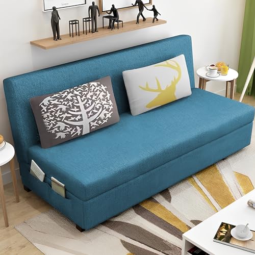 Image of Divano 3 Seater Sofa Cum Bed for Living Room (Turquise) Premium Fabric Sofa