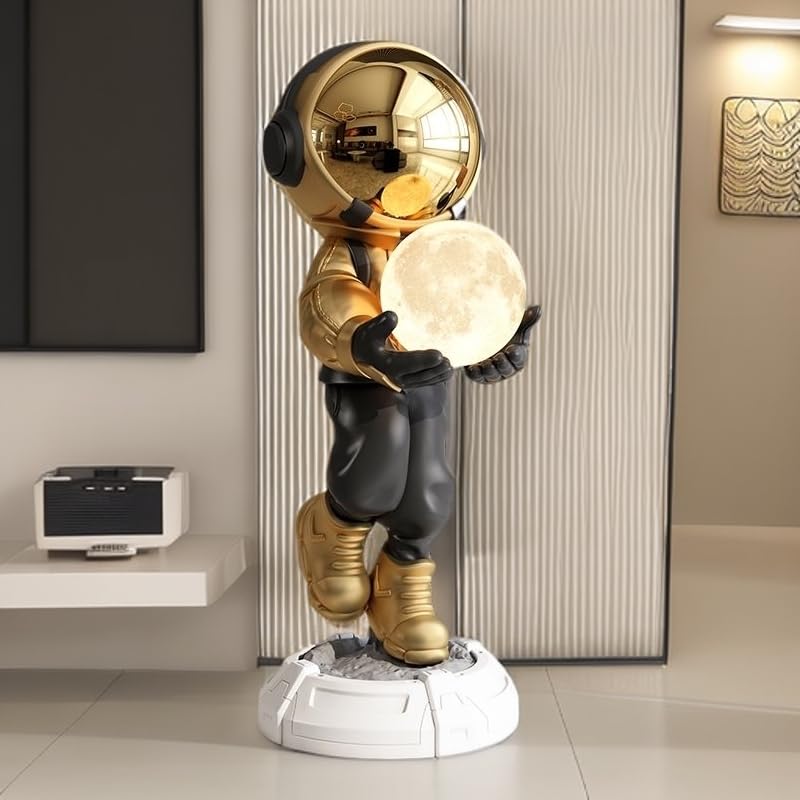 Astronaut Statue Spaceman Sculpture Home Decor Sculpture Cool Metal mask Decoration Large Spaceman Figurine Decoration