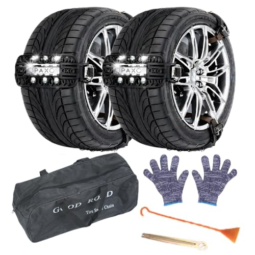 6-Pack Tire Snow Chains for Cars SUVs Trucks, Universal Fit 165-265mm Tires, Anti-Slip Winter Chains Traction Kit, Winter Accessories For Car Chain