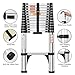 DEZEX Telescoping Ladder 16.5 FT,Aluminum Lightweight Extension Ladder with 2 Triangle Stabilizers and 2 Detachable Hooks,Safety Lock Slow Down Design Collapsible Telescopic Ladder for Home Outdoor