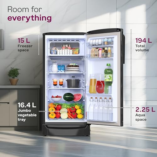 Image of Godrej 194 L 5 Star 5 Years Comprehensive Warranty New Launch| 24 Days Farm Freshness| 16L Jumbo Vegetable Tray| Advanced Inverter Technology Refrigerator (RD M200EN TDI FS ST, Fossil Steel)