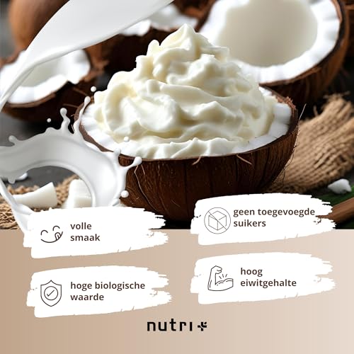 Nutri+ Eiwitpoeder 6K Kokos en Room 1kg - hooggedoseerd Proteïnepoeder Coconut Cream - Eiwitpoeder met 6 Bestanddelen - veganistisch Eiwit Isolaat Eiwitconcentraat 1000g - Afbeelding 3