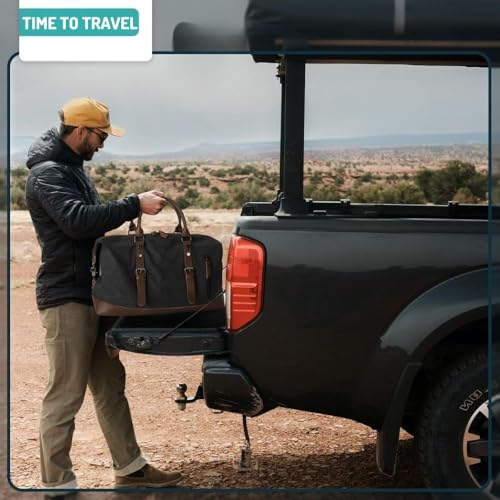 Image of CAVALO - Be Unique Vintage Canvas Travel Duffel Bag for Men & Women, 40L Large Capacity Weekender Bag with Detachable Shoulder Strap, Leather Handles, for Travel, Gym & Business Trips (Black)