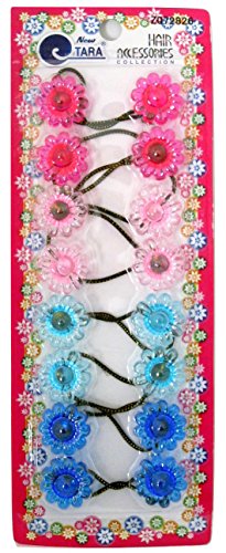 Tara Girls Twin Flower Ponytail Holders - 8 Pcs.
