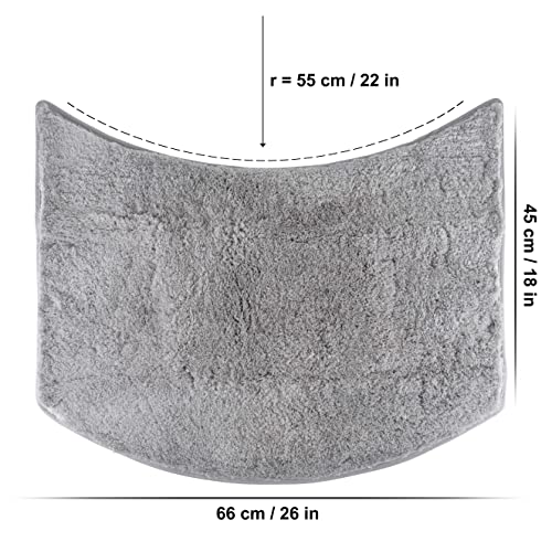 fluffy® Badteppich für Rundduschen aus Mikrofaser mit Rutschfester Unterseite (Kleiner Bogen | Duschradius 55 cm, Grau) – Ansicht 6