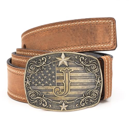 Absbolo Western Belt Buckle Men Initial Letter ABCDJRM to Z Rodeo Cowboy Belt Buckles for Women J - Thumbnail 3