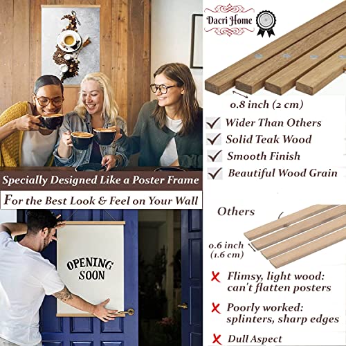 Dacri Home 24” Sturdy Magnetic Poster Hanger Frame - 24X18 24X36 24X30 Solid Teak Wood Poster Frame, Strong Magnets For Easy Hanging Maps Pictures Scroll Canvas Print Wall Art (24 Inch, Natural Wood) #TOP1