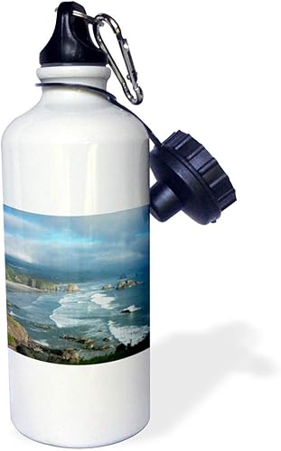 3dRose Botella de agua "The Oregon Coast & Cannon Beach From Ecola State Park Oregon. Sports", 21 onzas, natural