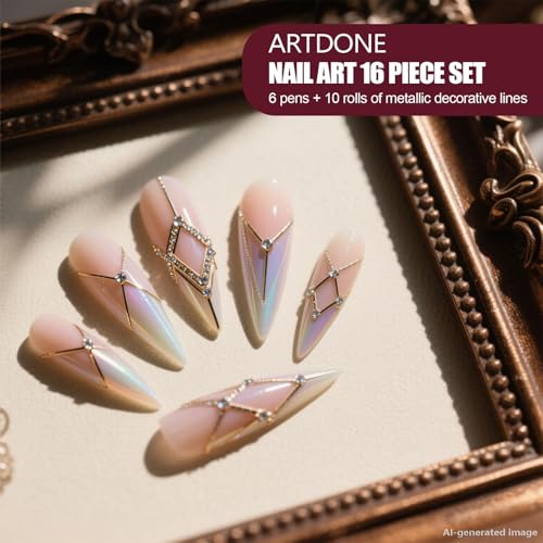 Image of Artdone Nail Art Brushes 6PCS Double-ended Nail Art Brushes Kit Nail Art Gel Polish Liner Brushes Design Pen For Nail Drawing And Nail Paint Brushes Small Detail Brushes