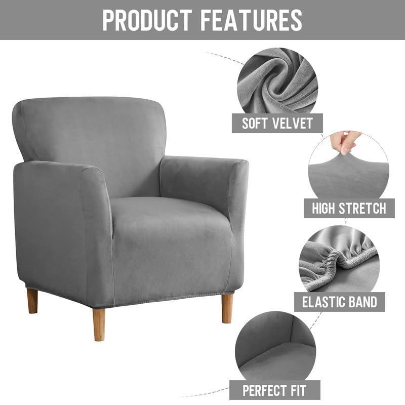Mingfuxin Velvet Armchair Sofa Covers, Stretch Banquet Tub Chair Covers Slipcovers - Image 2