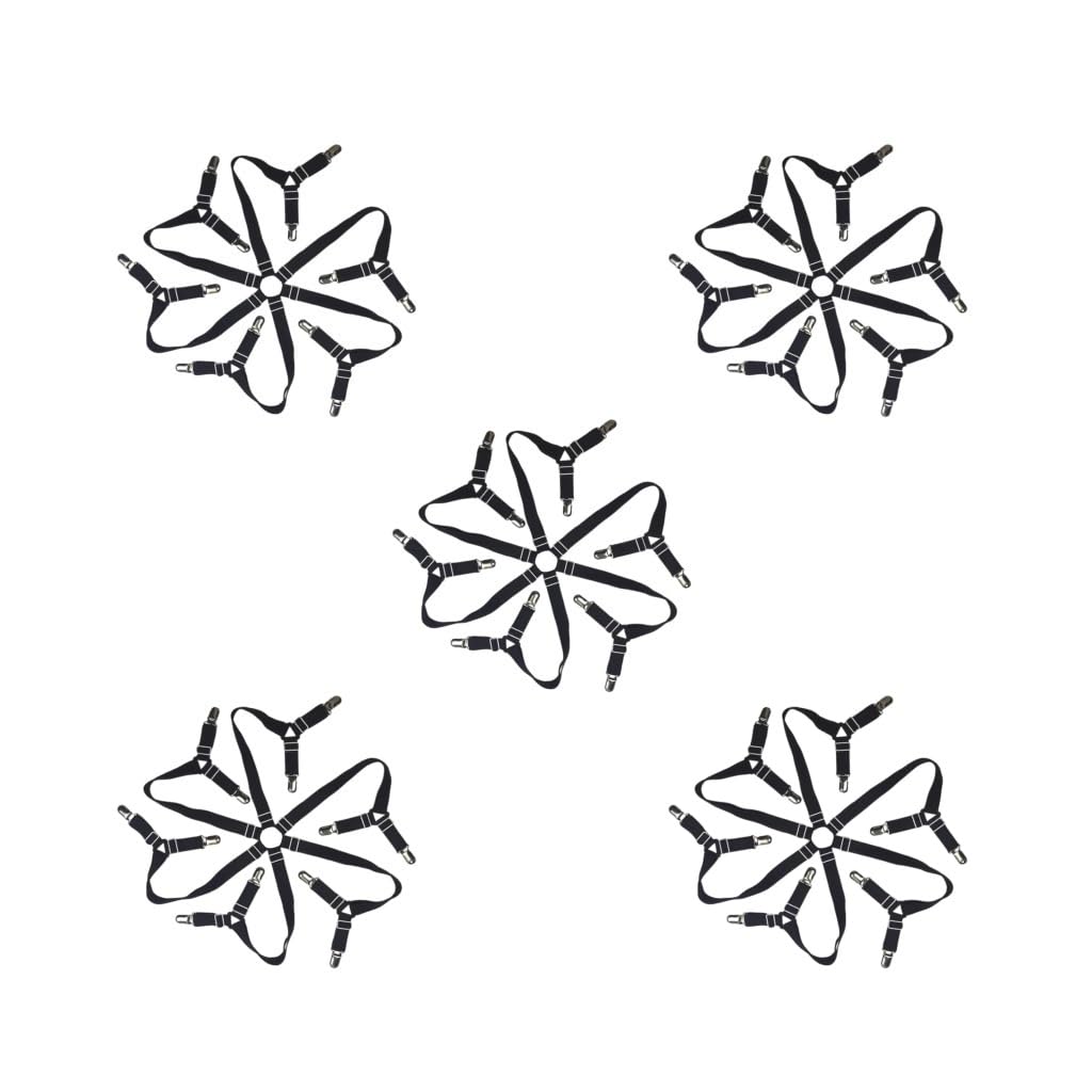 5er Set elastische Bettlakenhalter Clipverschluss für Bettlaken Matratzenauflagen schwarz