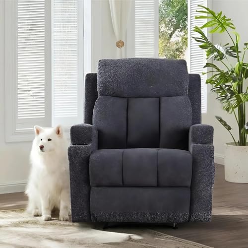 Image of Torque - Clinton 1 Seater Fabric Manual Recliner | Recliner Sofa /Chair for Living Room, Bedroom, Office (Dark Grey) | 1 Year Warranty