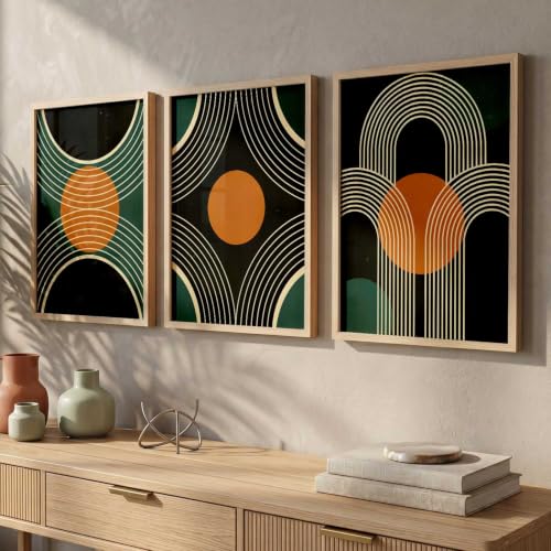 Image of kotart Boho Art Home Decoration Painting | Aesthetic Paintings With Frame For Living Room Bed Room Hotel Wall Decor Digital Reprint Set of 3 (35x37 Inch)