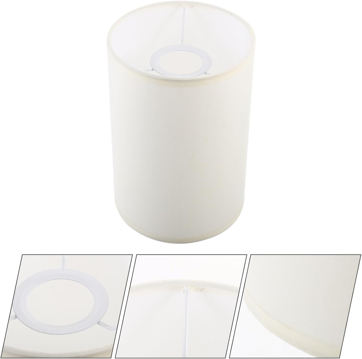 PRETYZOOM Round Beige Lamp Shade 8 Inch for E27 Bulbs - Decorative Drum Lamp Shade for Table and Floor Lamps in Living Room and Bedroom