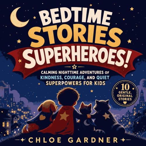 『Bedtime Stories Superheroes! Calming Nighttime Adventures of Kindness, Courage, and Quiet Superpowers for Kids』のカバーアート