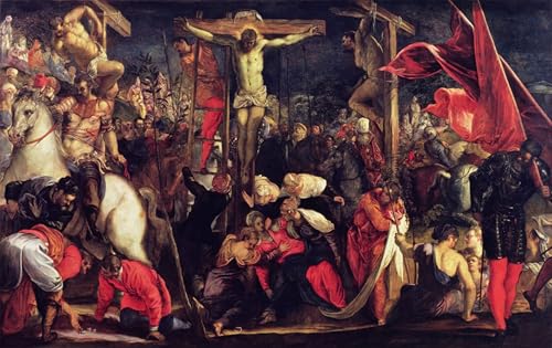 IPLUPJDY Pintura Mural Cuadro en Lienzo Lienzo Para Pared la Crucifixión de Jacopo Robusti Tintoretto para la Decoración del Hogar del Dormitorio 60x90cm