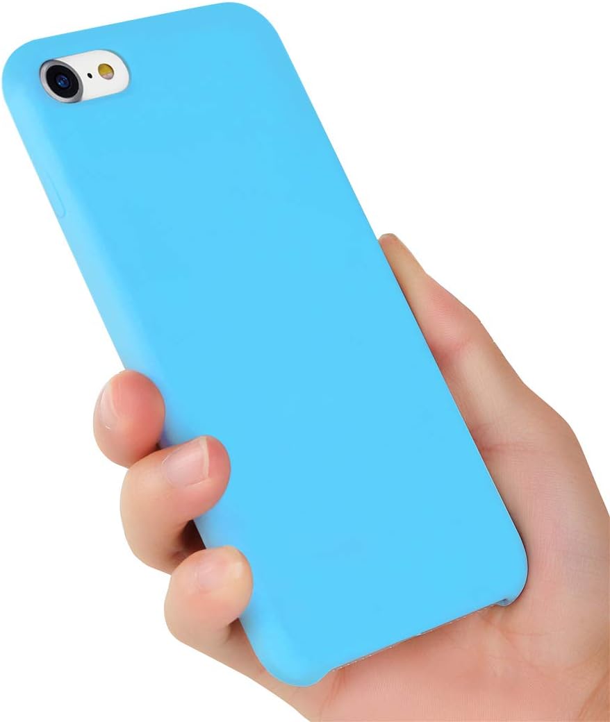 Yajuhoy iPhone 8 Case/iPhone 7 Case, Liquid Silicone Gel Rubber Case Soft Microfiber Cloth Lining Cushion Compatible with Apple iPhone 8 (2017) / iPhone 7 (2016) - Light Blue