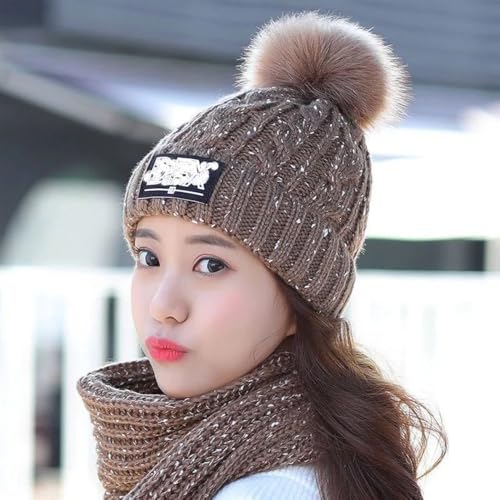Conjunto de gorro de lana y bufanda de dos piezas para invierno 2