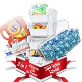 Skywin 3 in 1 Laundry Room Organization Kit – Stackable Storage Bins, Laundry Detergent Holder Stand & XL Pods Container, Durable Home Organizer Set and Thoughtful Gift for Women, Moms & Home Lovers