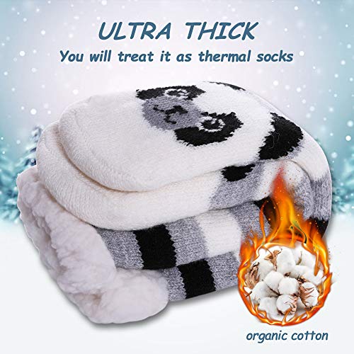 Lanleo Boys Girls Cute Animal Slipper Socks Fuzzy Soft Warm Thick Fleece Lined Winter Socks Kids Toddlers Christmas Stockings Panda,2-4 Year Old #TOP3