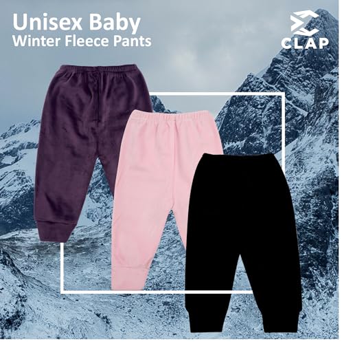 Image of CLAP Unisex Baby Winter Pants Fleece Warm Pajamas Super Soft Multicolor Set of 3