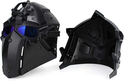 Miniatura 7 de iMeshbean Máscara protectora de cara completa, casco táctico de Airsoft con visera para caza, paintball, cosplay, película, utilería