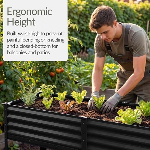 Image of Best Choice Products 72x24x30in Non Toxic Galvanized Raised Garden Bed, Metal Elevated Planter Box, Vegetable Garden, 100% Non Toxic Materials - Black