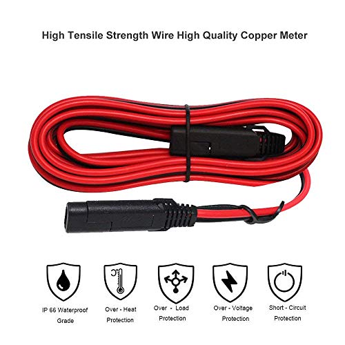 12Ft Sae To Sae Extension Cable 16Awg- Sae Extension Cord, Sae 2Pin Bullet Quick Connect 16Awg Heavy Duty Wire Harness With Waterproof Cap #TOP4