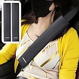 2PCS Car Seat Belt Cover Pad Extra Long 13 Inch, Car Seat Shoulder Strap Pads, Thick Leather Seatbelt Cushion Protect Neck & Shoulder, Universal Car Seatbelt Covers Pad for Most Vehicles (Matte Black)