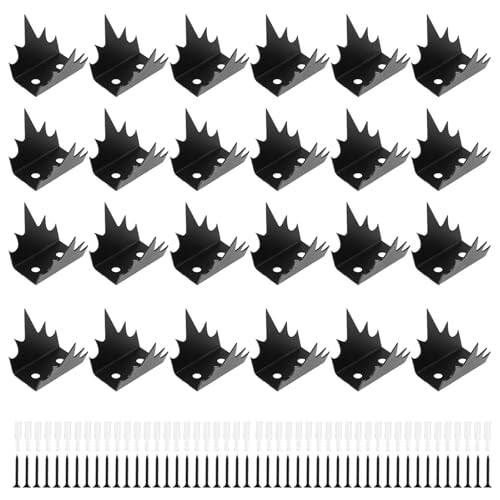 12/24Pcs Fence Wall Spike Metal Anti-Climb Fence Security Spike with Screw Rust-Proof Intruder Deterrent Spike Anti Climb Spikes Outdoor Fence Bird Pigeon Spikes for Railing Roof Home Security (24Pcs)