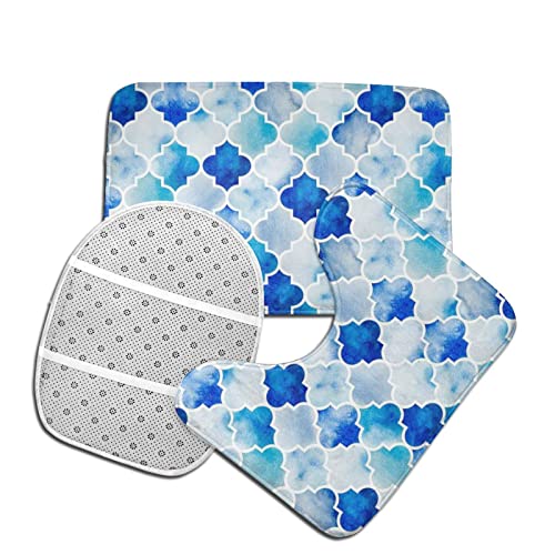DIRYKILP Badematte + Konturmatte + Toilettendeckelbezug, modernes Vierpassmuster 3 Stück Badematte Set, mit rutschfester Klebeunterseite – Bild 5