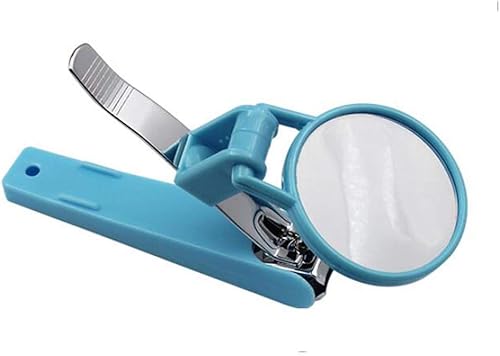 Cortauñas de acero al carbono con desmontable y ajustable, 2 lupas integradas, color azul, diseñado para ancianos y bebés
