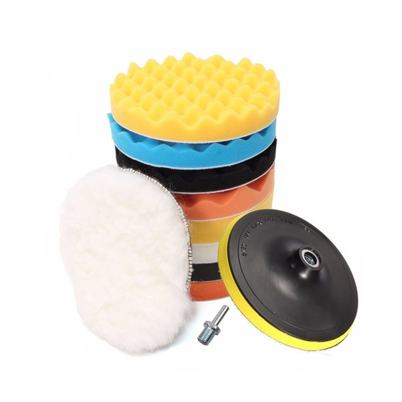 11Pcs 3 Pollici Tampone for Lucidatura Spugna di Lucidatura Kit di Attrezzi A Mano for Auto Lucidatrice Autoadesiva Lucidatura Ceretta Ruota di Lana Spugna Go (Color : 11pcs M10)