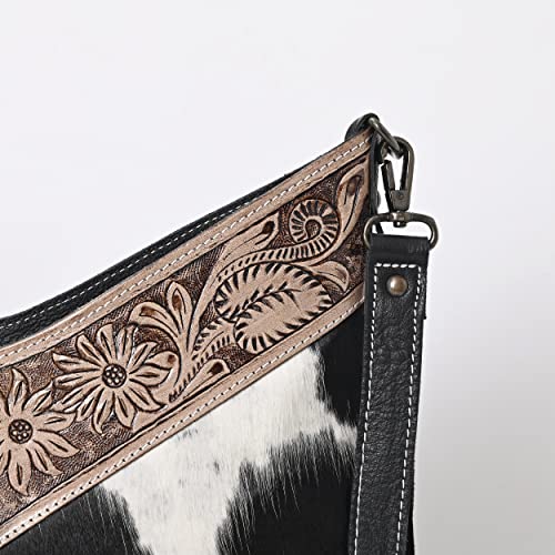 Image of Leather Cross Body Bag Purse for Woman Sling Bag Cowhide Handmade Western Shoulder Bags With Adjustable Strap 12x14 in