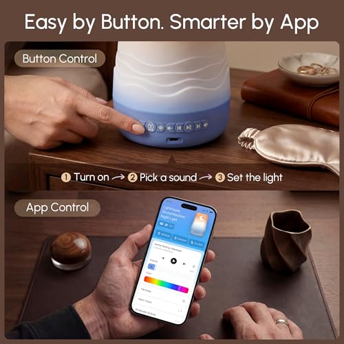 Image of Mewaii White Noise Sound Machine Baby & Adult, 100 Soothing Sounds, AI Cry Detection, App Control, 360 RGB Night Light, Sleep Routine Builder, Alarm Clock for Home Nursery Travel Baby Essentials Gift
