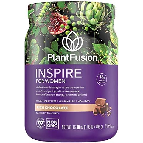 PlantFusion Inspire Plant Protein Powder for Women - Low Carb Protein Powder for Lean Muscle Support - Keto, Gluten Free, Soy Free, Non-Dairy, No Sugar, Non-GMO - Rich Chocolate 1 lb Cover