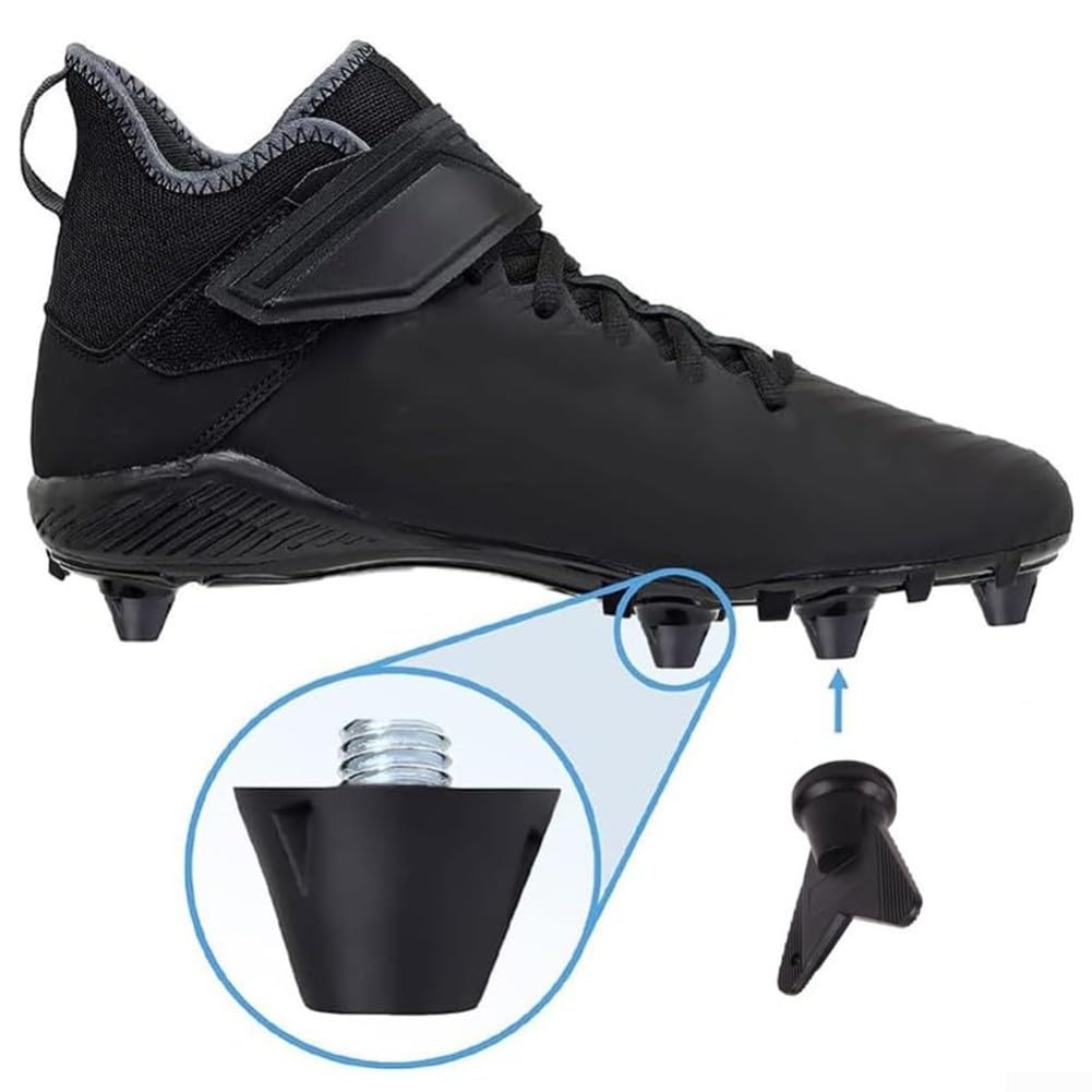 Confezione da 14 tacchetti da calcio da 13 mm con chiave, filettatura M5, tacchetti antiscivolo ad alta aderenza, di ricambio per terreni morbidi bagnati, neri