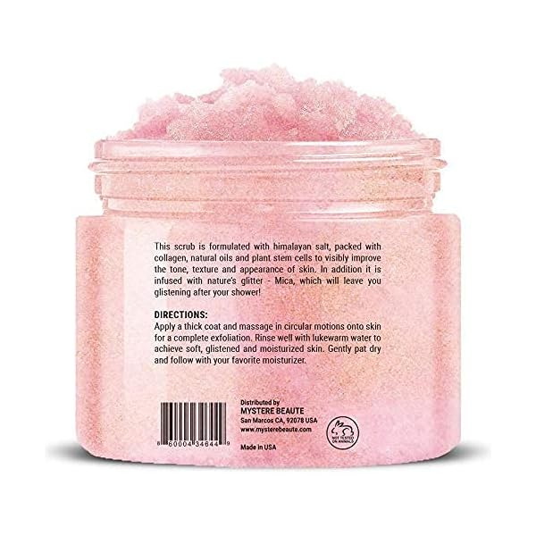 Mystere-Beaute-Himalayan-Salt-Body-Scrub-Infused-with-Collagen-and-Stem-Cell-Exfoliating-Salt-Scrub-with-Rose-and-Mica-Deep-Cleansing-Scrub-for-Acne-Scars-Wrinkles-Exfoliates-and-Moisturizes-Skin-12-o MYSTÃRE BEAUTÃ Himalayan Salt Body Scrub 12 oz - with Collagen and Stem Cells - Exfoliating Salt Scrub for Cellulite - Deep Cleansing for Acne, Scars, Wrinkles - Moisturizes Skin