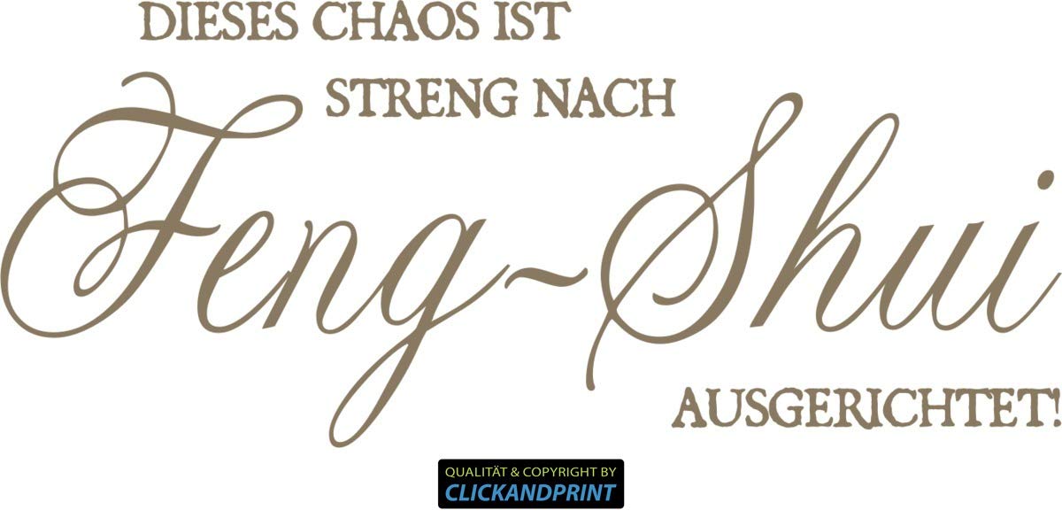 Aufkleber » Dieses Chaos ist streng nach Feng-Shui ausgerichtet, 240x101,4cm, Messing Metallic • Dekoaufkleber/Autoaufkleber/Sticker/Decal/Vinyl