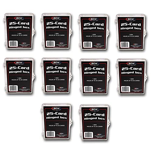 BCW Hinged Trading Card Box 25 Count - Pack of 10 | Plastic Trading Card Storage Box with Snap Lock | TCG Card Case for Pokémon, MTG, Yugioh | Clear Plastic Card Organizer