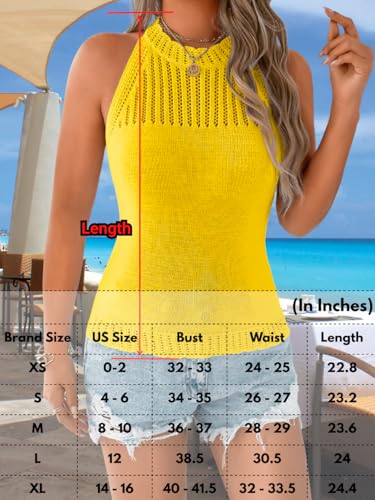 Image of ChiaoLezhee Women's Summer Knit Tank Tops, Racerback High Neck Lightweight Sweater Vest, Dressy Casual Outfits