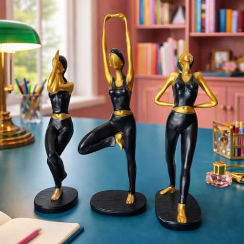 Image of Xtore Graceful Trio Yoga Sculptures for Desk, Shelf & Studio Decor