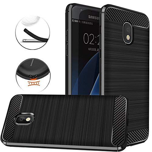 for Samsung Galaxy J7 2018/J7 V 2nd Gen/J7 Aero/J7 Star/J7 Top/J7 Crown/J7 Aura/J7 Refine/J7 Eon Case, Dretal Shock Resistant Brushed Texture Flexible TPU Protective Cover (Black)