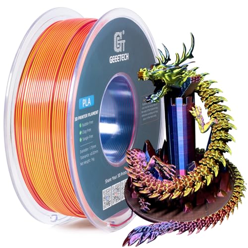 Image of Geeetech 3D Printer Silk PLA Tri-Color Filament, Metal-Like Shiny Silk Filament 1.75mm 1kg (2.2lbs) Spool, Dimensional Accuracy + /- 0.02 mm, Tri-Color Red Yellow Blue