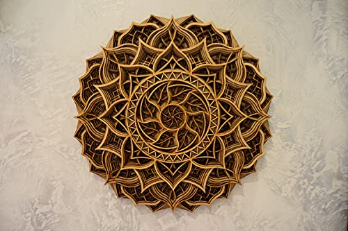 Holz Mandala Wohnung Dekor Elegante Hauswandkunst Farbige Küche Hängende Chakra Spirituelle Yoga Meditation (58 x 58cm) Cover