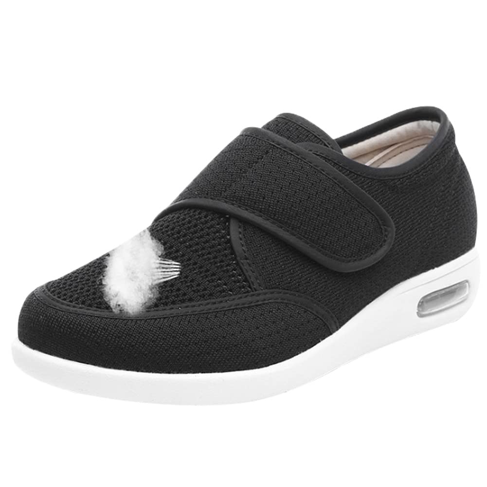 AEHO Scarpe Diabetici Ortopediche Scarpe Traspiranti e Casual con Cuscino d'Aria Scarpe Antiscivolo per Cuscino d'Aria Scarpe da Passeggio con Cuscino d'Aria da Donna,Blacka,36 EU