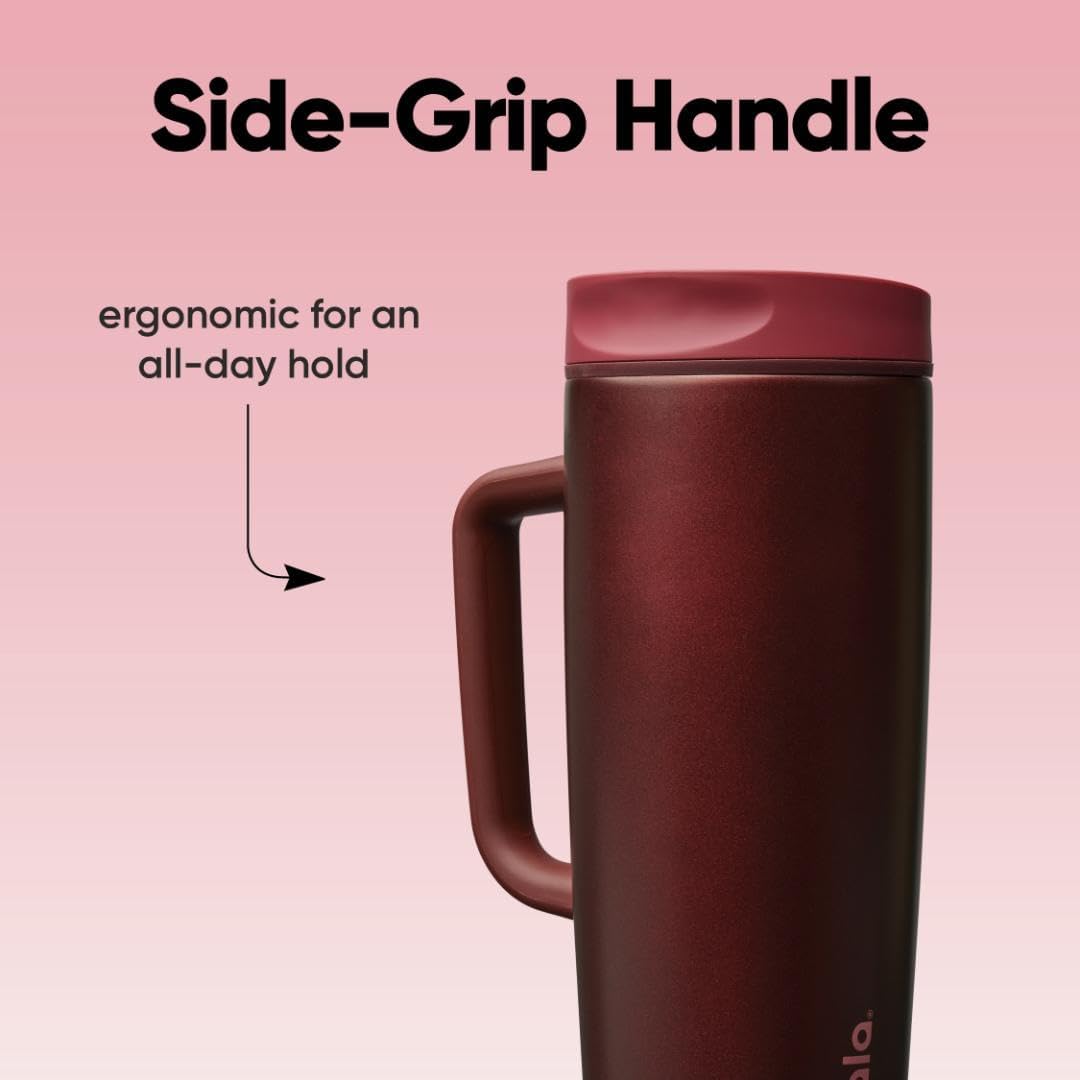 Owala SmoothSip Slider Stainless Steel Insulated Travel Mug with handle, 100% Leak Proof, For Hot and Cold Drinks, Travel Friendly with Sliding Lock Lid, 24 oz, BPA Free, Leak Proof, Black Cherry - Image 6