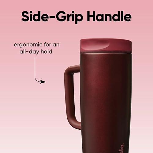 Miniatura 6 de Owala SmoothSip Slider - Taza de viaje aislada de acero inoxidable con asa, 100% a prueba de fugas, para bebidas calientes y frías, apta para viajes