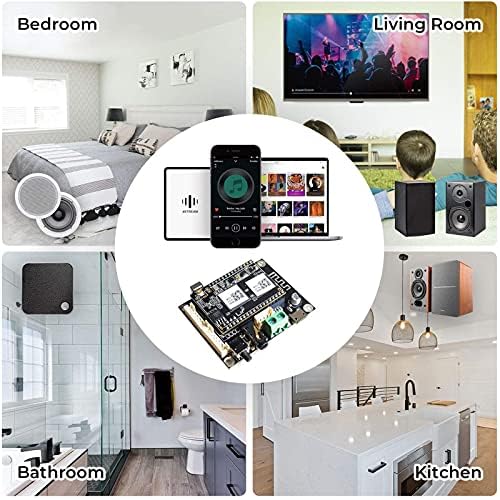 WiFi & Bluetooth receiver Audio Preamplifier Board, Wireless Multizone Home Stereo Music Receiver Circuit Module with Airplay Spotify Connect and Remote Control for DIY Speakers-Up2stream Mini V3
