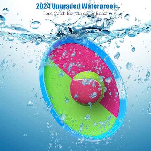 Aywewii Toss and Catch Ball Set Kids Games, Beach Outdoor Toys for Kid with 6 Paddles and 3 Balls Kids Toys Outside Boys Game Age 3-12 Easter Basket Stuffers Birthday Gift - Thumbnail 4